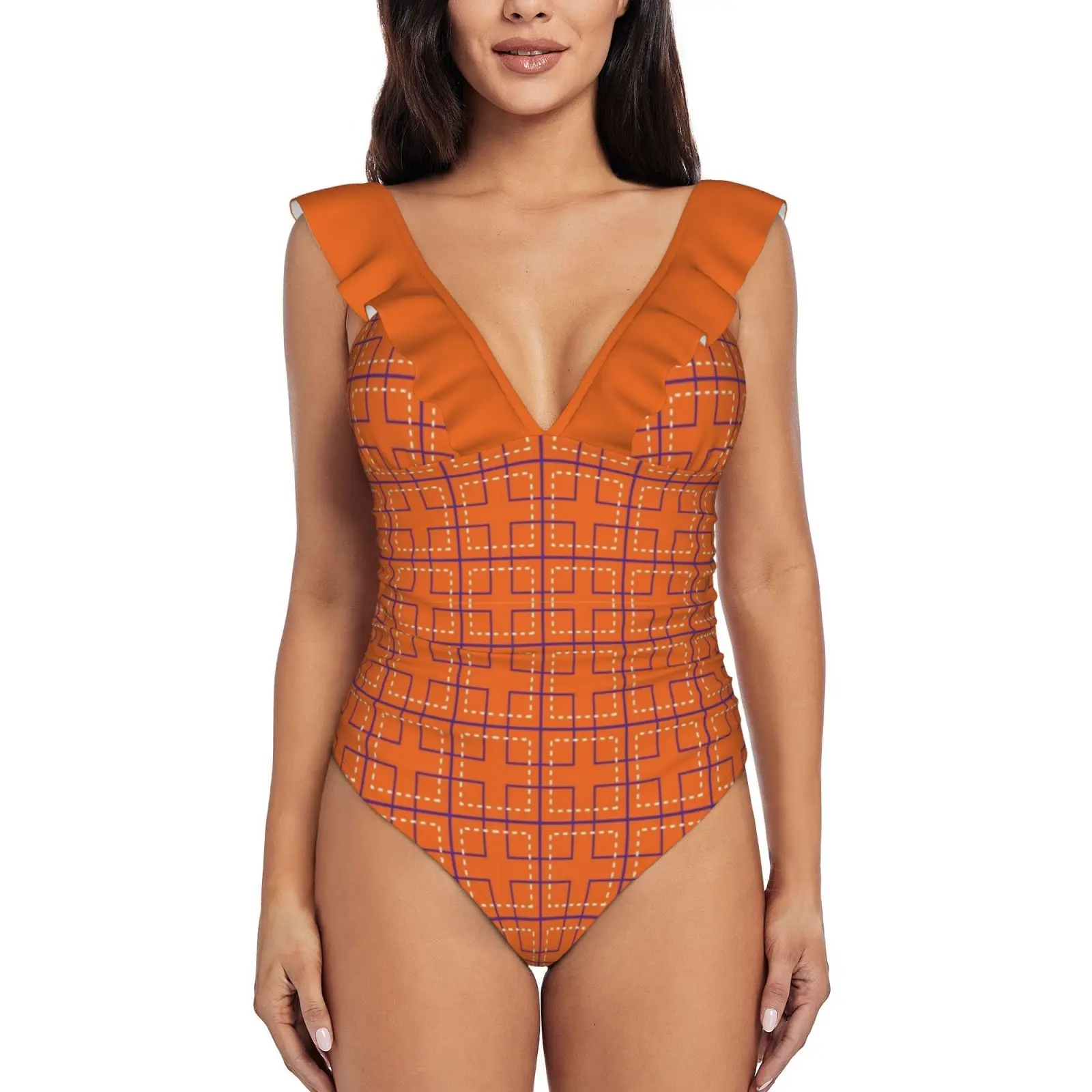 

Южная Каролина-Ромбики квадратные гофрированные цельные купальники женские сексуальные монокини Купальники новые пляжные купальные кост...