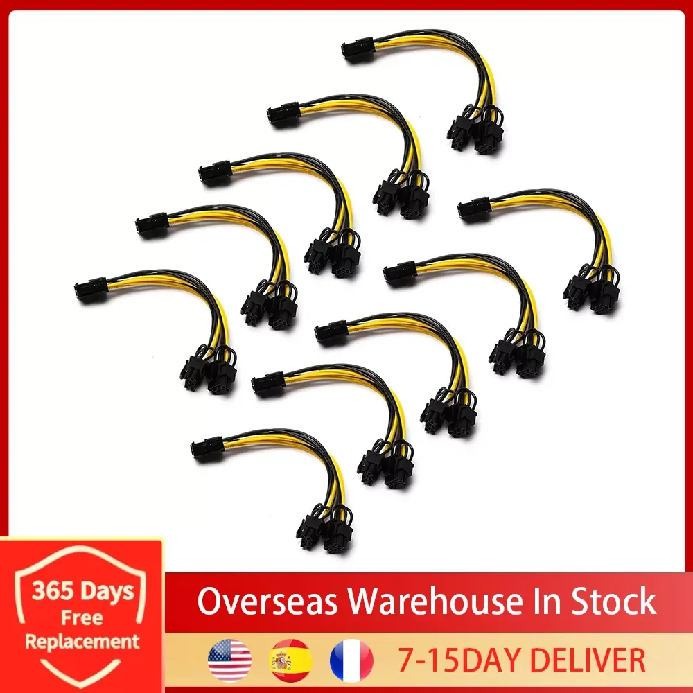 

NEW2023 10Pcs 8 Pin PCI Express to Dual PCIE 8 (6+2) Pin Power Cable 20cm Motherboard Graphics Card PCI-E GPU Power Data Cable S