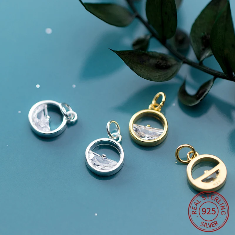 

S925 Серебряные Элегантные циркониевые стандартные кольца минималистские Подвески для изготовления ожерелья