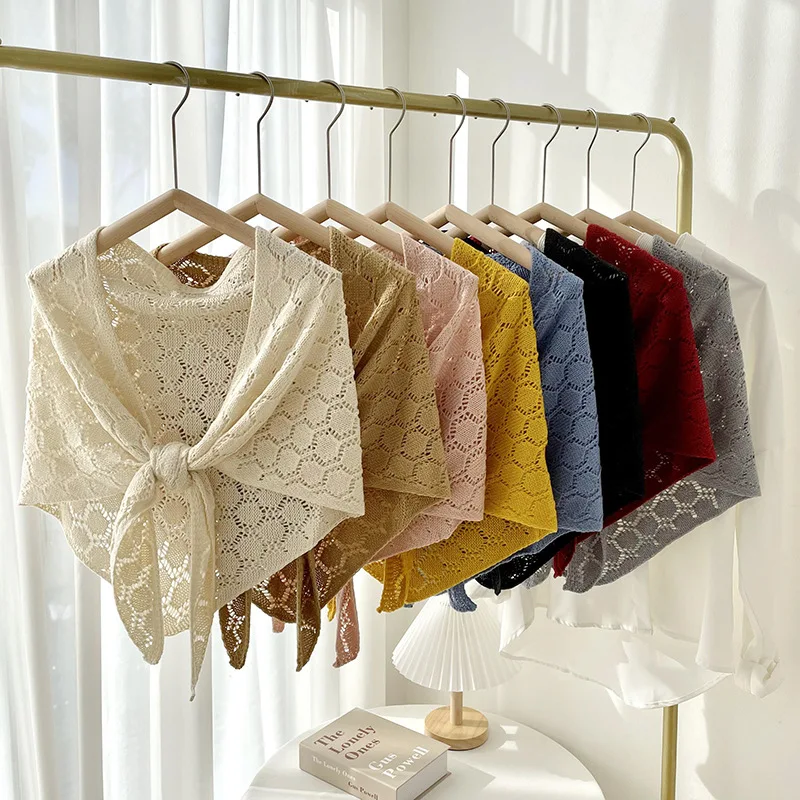 

Ажурный вязаный женский рубашечный воротник, накладной воротник, накладной воротник, женский маленький шарф, съемные воротники