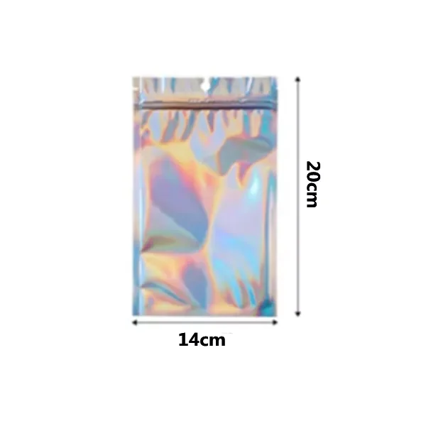 

25Packs Foil Ziplock Bags Resealable Smell Proof Bags Aluminum Foil Pouch Mylar Ziplock Bags Holographic Rainbow Color
