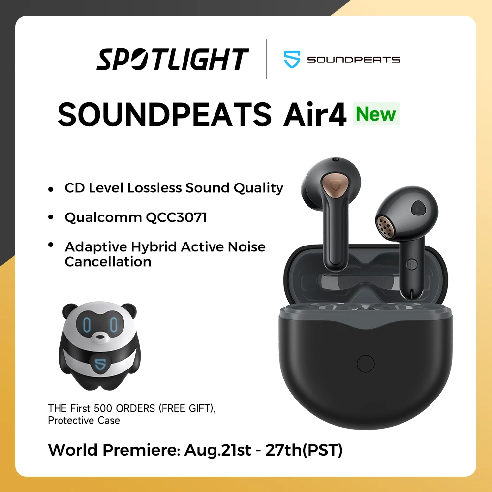Беспроводные наушники SoundPEATS Air4, Bluetooth 5,3, QCC3071, aptx, с функцией адаптации, без потерь, 6 микросхем, гибридные наушники с активным шумоподавлением
