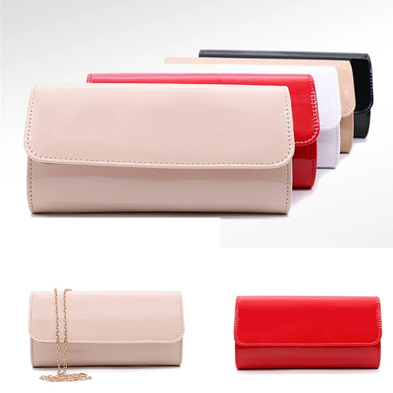 

Clutch Hand Bag Fashion Evening Party Patent Leather Shoulder Women's Plain