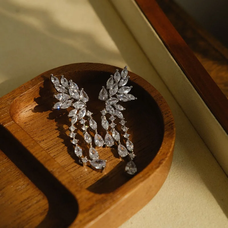 2024 свадебное новое высококачественное платье из медовой пряжи серьги с цирконом