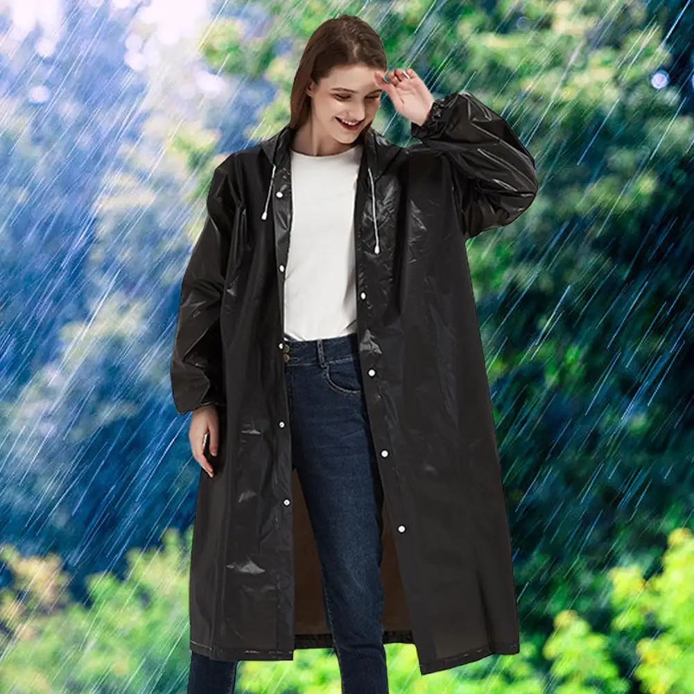 1PCS High Quality EVA Unisex Raincoat Thickened Waterproof Rain Coat Women Men Black Camping Waterproof Rainwear Suit images - 6