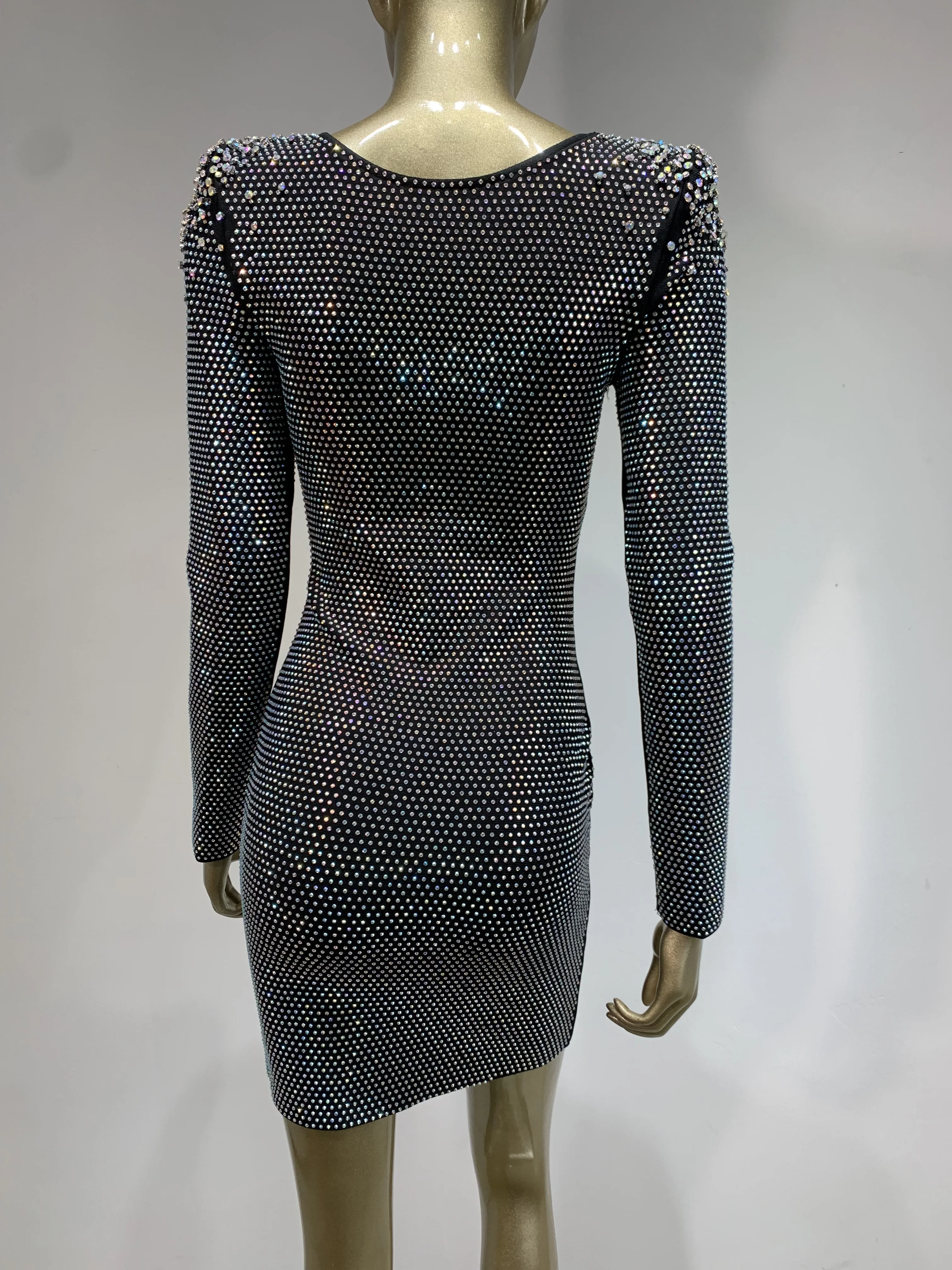 Женское дизайнерское Бандажное платье эластичное вечернее с длинным рукавом и