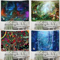 landscape forest fantasy tapestry wall hanging art cloth aesthetic blanket for bedroom living room home decorations tapiz pared