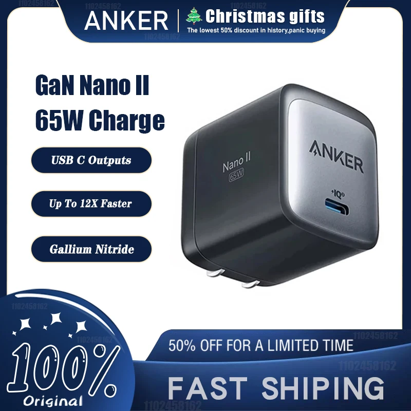 

Anker for iPhone 14 Pro max Charger GaN2 Nano II 65W USB C Fast Charge 45W/30W for iPhone 12/12 Mini/13 Pro/11, Pixel 4/3, iPad