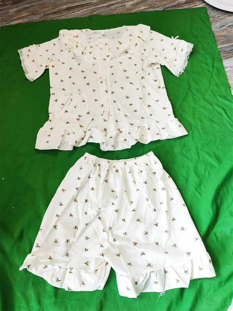 Pajamas Set Women Summer Short Sleeve T-shirt Shorts 2Piece/Set Summer Sweet Plaid Pyjama Big Size Homewear Cozy Sleepwear