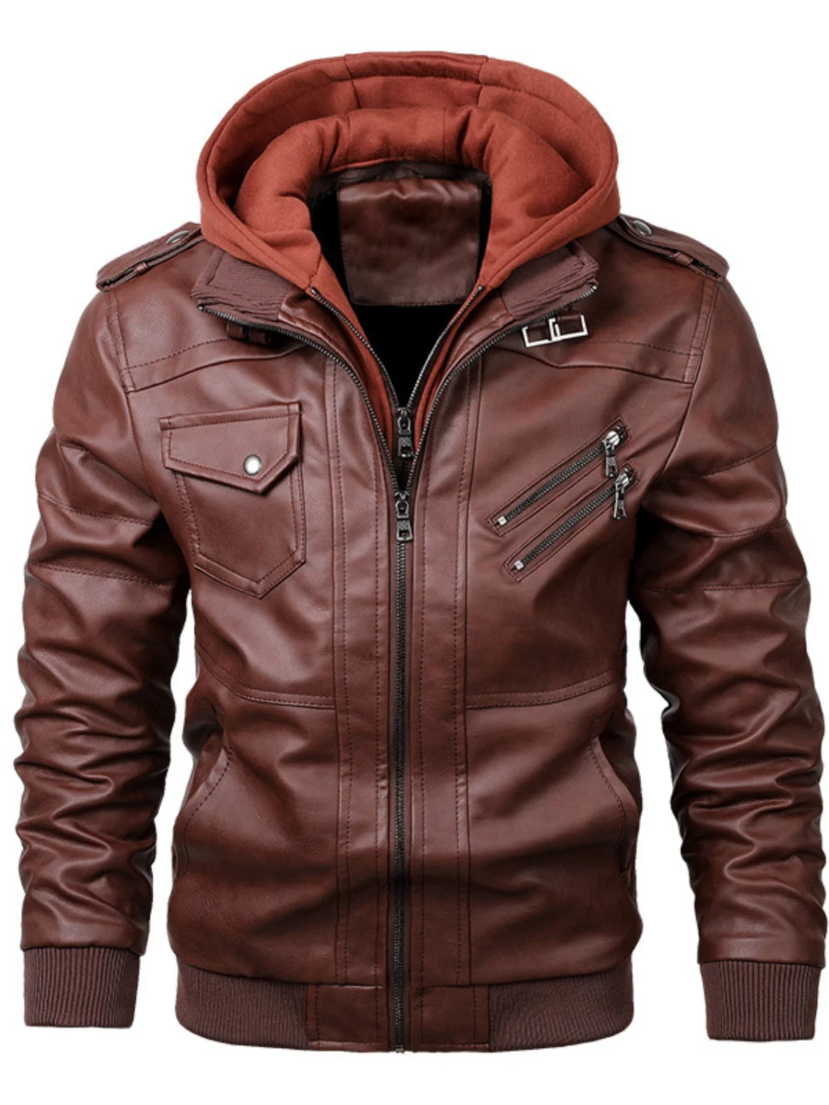 American Fashion Brand Plus size Genuine Leather Coat Men's Autumn and Winter Ruan Shuai Wind Riding Motorcycle Clothing Hood...