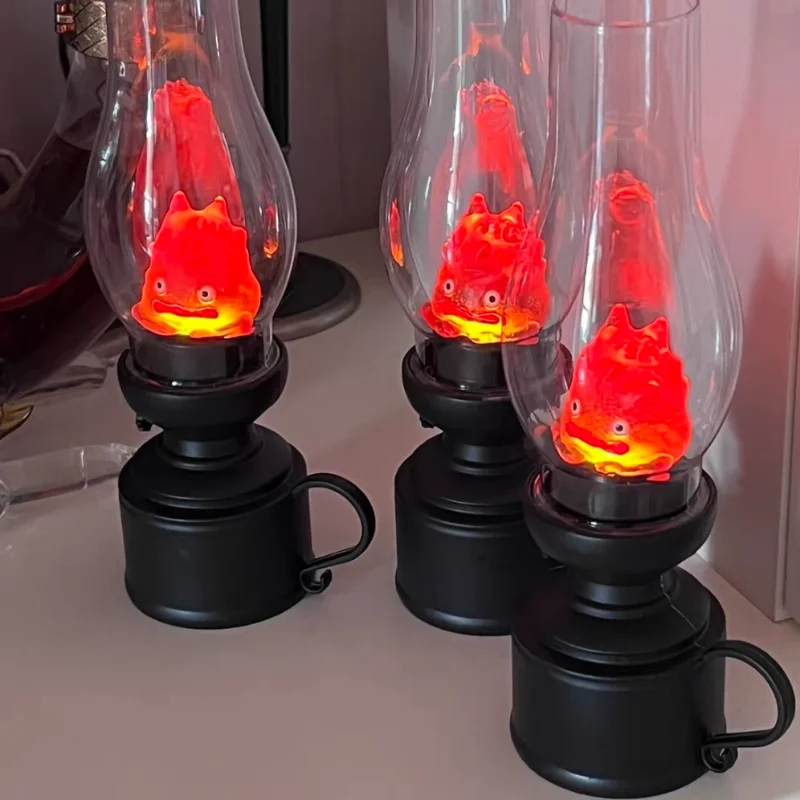 

Casifer Vintage Night Light with Button Battery Cartoon Anime Flameless Candle Holder Kerosene Candle Light Bedside Decoration