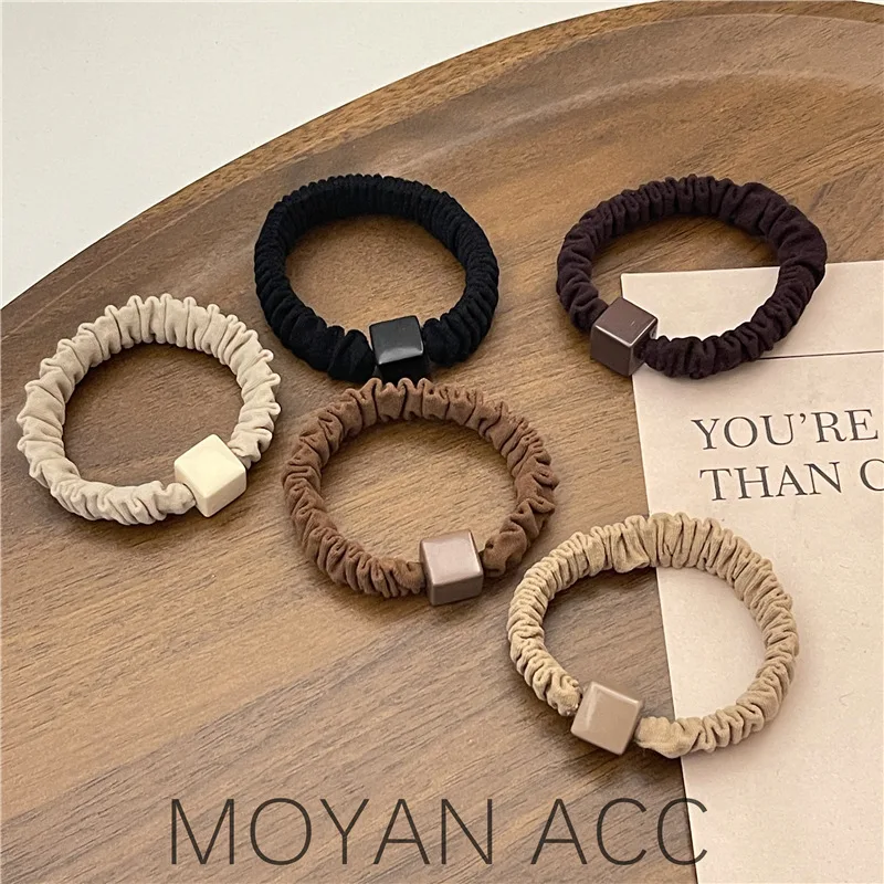 

Hair Rope Thick Korean Version of Black Scrunchie Large Intestine Cloth Art Simple Binding Hair Ball Head Rubber Band Tied Ponyt