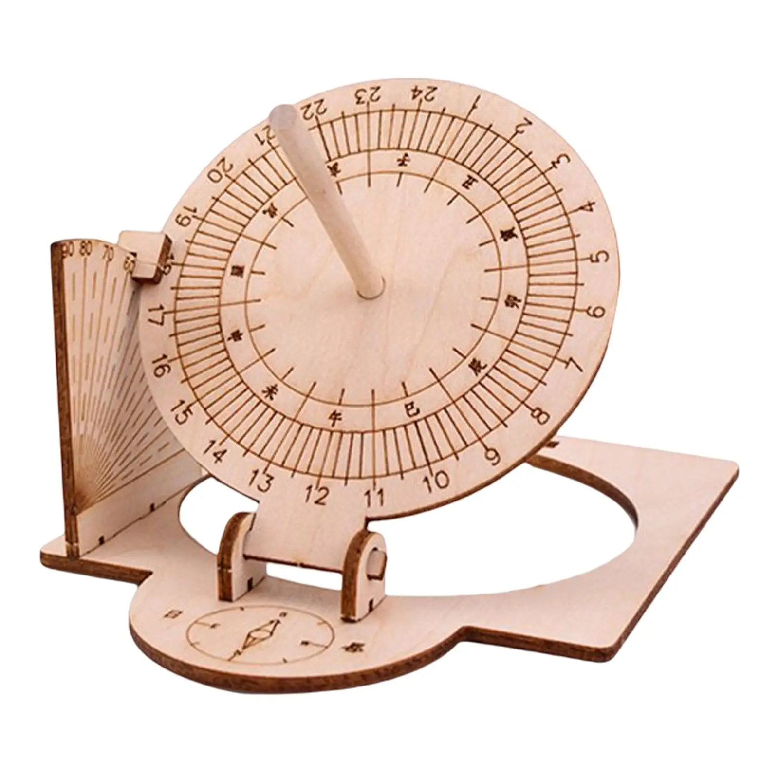 

Equatorial Sundial Clock DIY Wooden Building Kit Children's Hand-assembled Model Teaching Material for Adults and Children