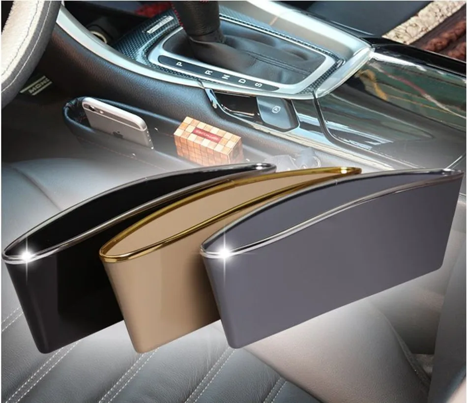 

Car styling Universal 2pcs Catch Catcher Storage Organizer Box Car Seat Gap Slit Pocket Holder Car Seat Seam Storage Box