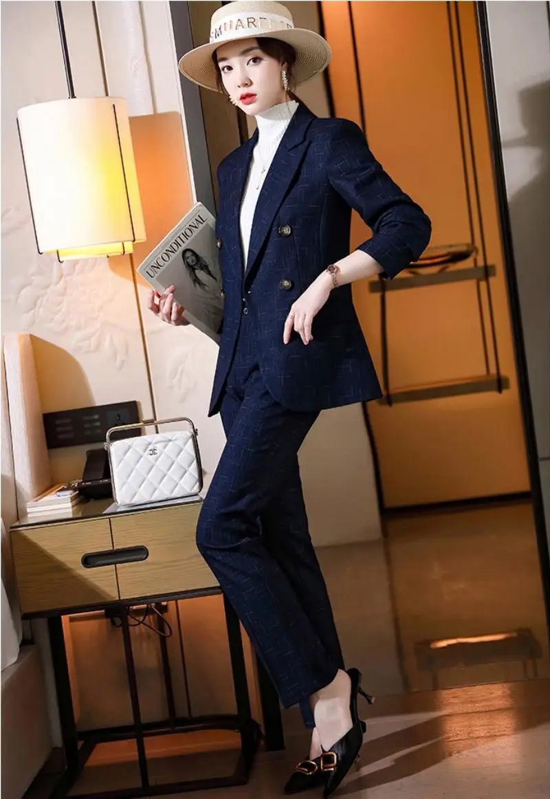 2023 Spring and Autumn Fashion Temperament Slim and Advanced Professional Suit Set Women's New Luxury Design Office Lady