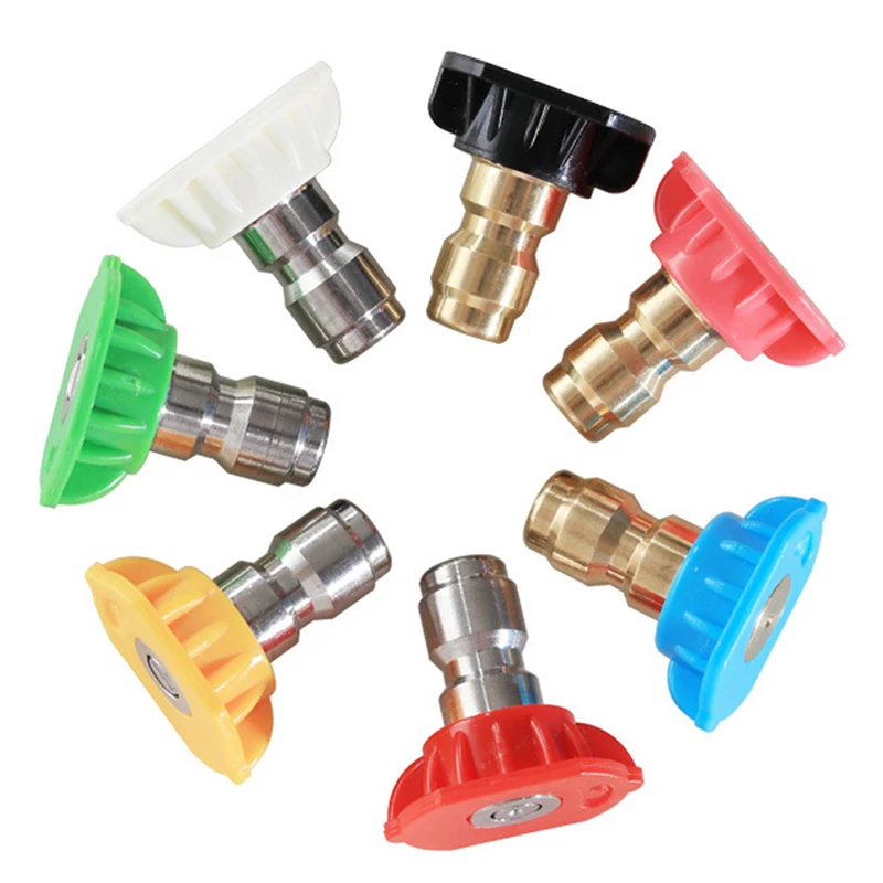 

1/4" Quick Connect Rotary Coupler Adjustable Adapter with 5 Spray Nozzles Copper Connection for High Pressure Car Washer