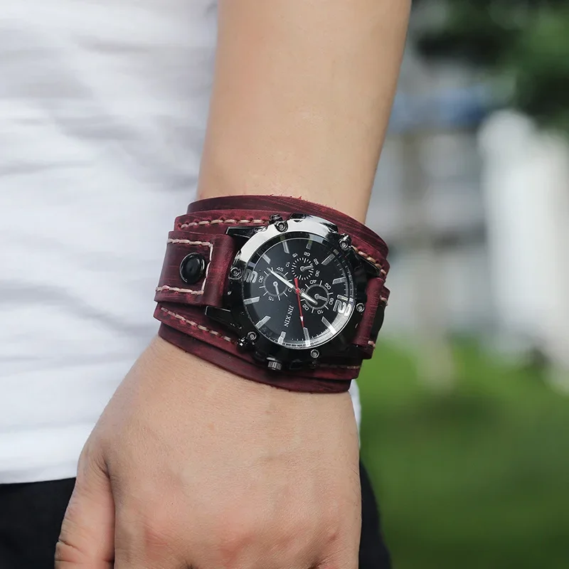 y multicolor męski zegarek kwarcowy luksusowy na rękę 2024 skórzany pasek do zegarków w stylu punkowym dla mężczyzn reloj hombre relojes para