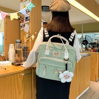 2022 women lovely multifunctional backpack teenage girl ring buckle portable travel bag female small schoolbag badge backpacks