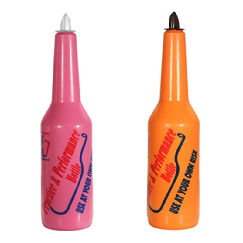 

2X Flair Bartender Bartending Practice Bar Pub Bottle Wine Cocktail Shaker - Pink & Orange
