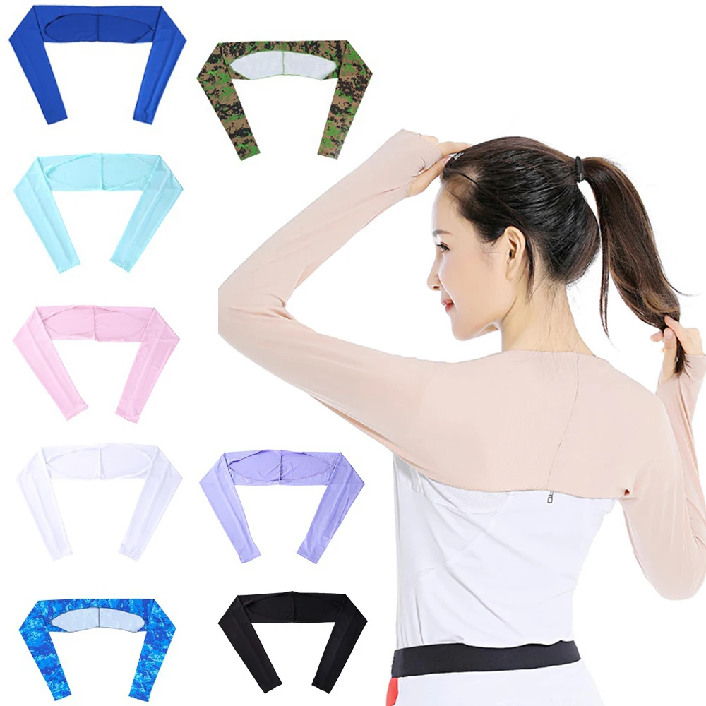 

Women Men Shawl Cuff Gloves Golf Shawl Ice Silk Sunscreen Sleeves Summer UV Protection Gloves For Outdoor Travel Ridding