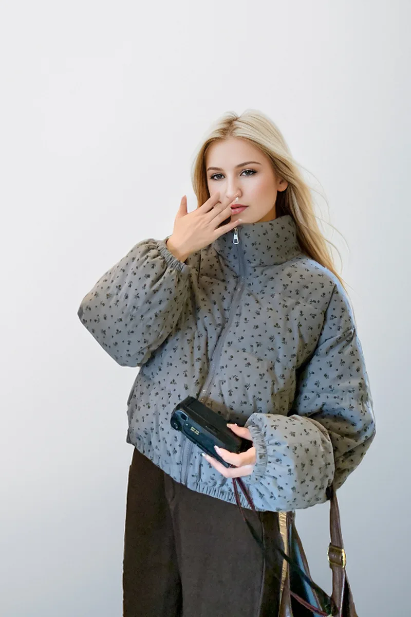 Женский пуховик с принтом зимняя новая милая хлопковая одежда в европейском и