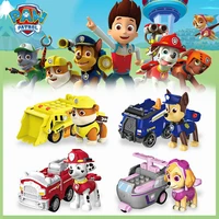 paw patrol pull back car simulation fire truck engineering vehicle truck cars toys skye helicopter for kids playmate gift