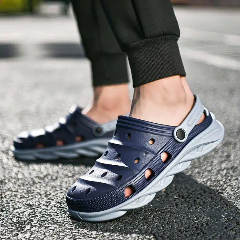 

Clogs Man Platform Sandals 2021 Plus Sizes Slippers Men Summer Nature Shoes Men Height Increases Tennis Slimming Aqua Shock Fur