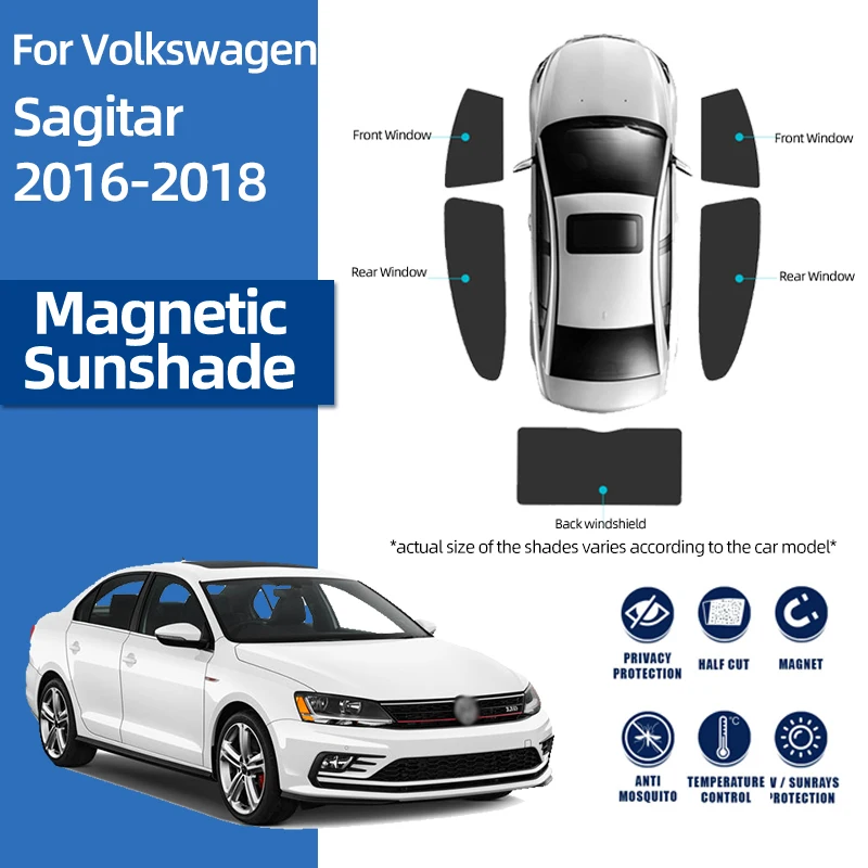 

Магнитная занавеска для Volkswagen Sagitar 2016-2018, затенение автомобиля, солнцезащитный козырек для детей, солнцезащитный козырек для лобового стекл...