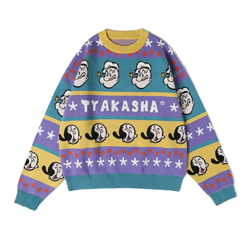

Cutistation Kidcore Japanese Vintage Sweater Fall Clothing for Women 2022 Cartoon Print Long Sleeve Oversized y2k Knitwear Tops