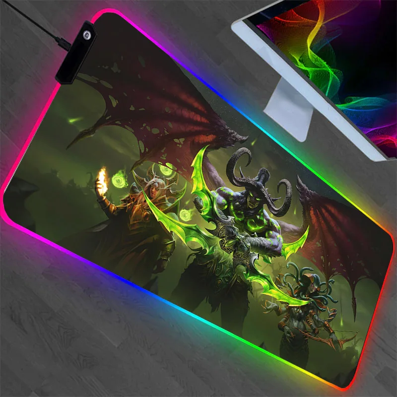 

Игровой коврик для мыши World Of Warcraft, большой компьютерный коврик для мыши XXL, игровой коврик для мыши с RGB Подсветкой