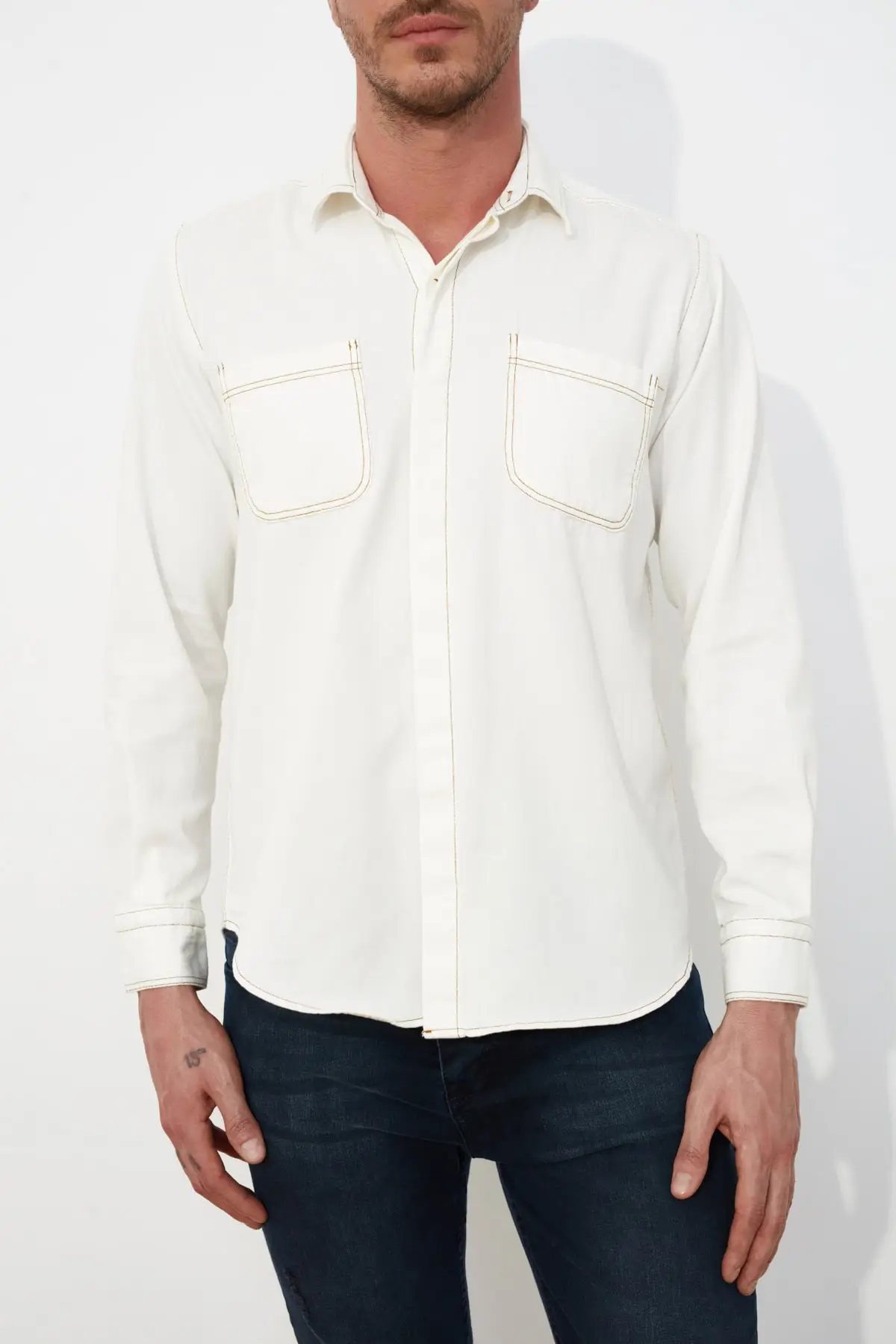 

Trendyol Men 'S Relax Fit Double Pockets Shirt TMNSS21GO0357
