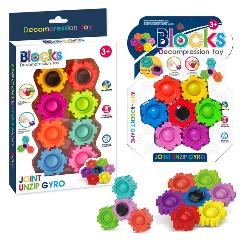 

New Pop Its Children DIY Splicing Building Blocks Rotate Spinning Top Toy Kids Relieve Stress Fidget Spinner Fidget Toys Gifts