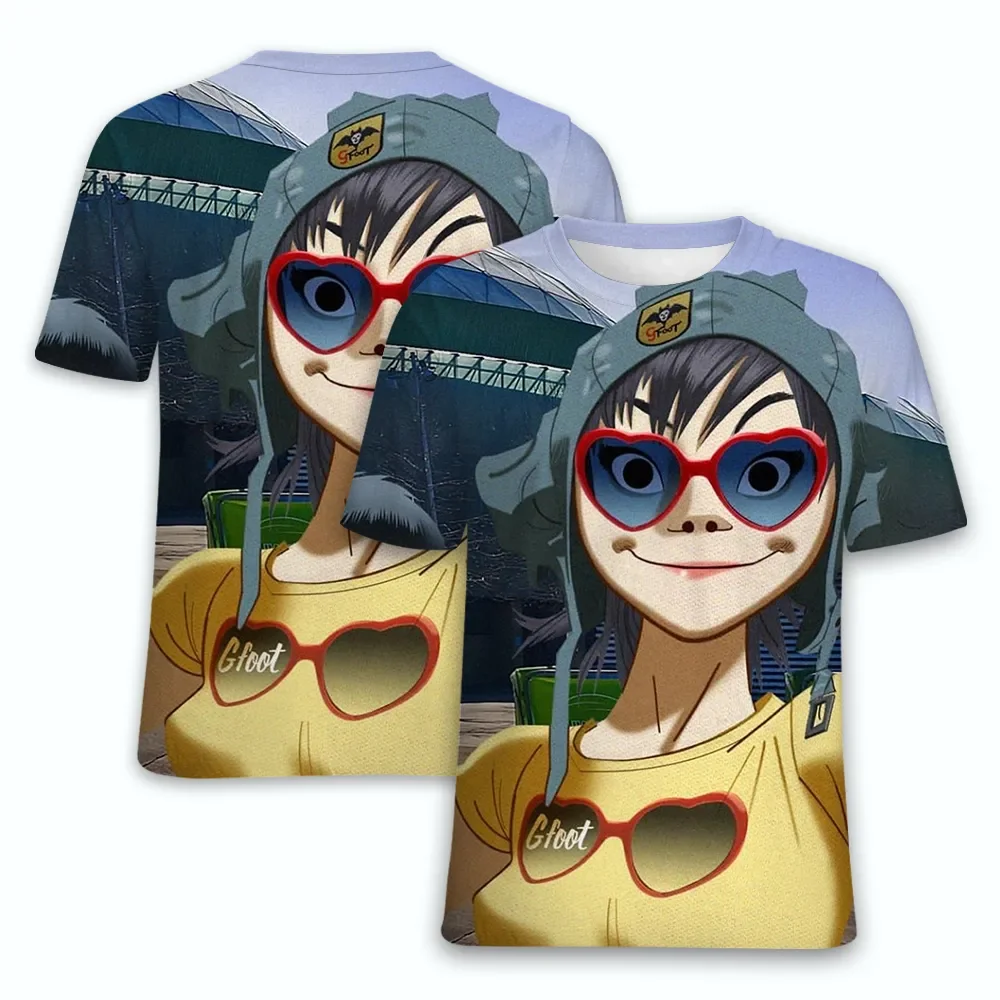 

Virtual Band Gorillaz 3D Print Summer Men's O-Neck T-shirt Casual Short Sleeve Oversized T Shirts Fashion Tee Tops Men Clothing