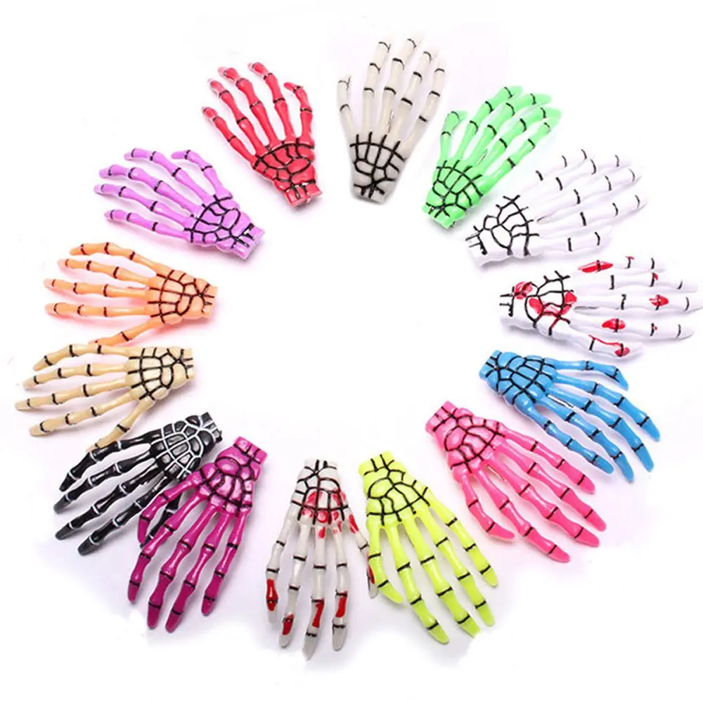 

2pcs Skeleton Hands Bone Hair Clips Creative Skull Hand Side Clip Claw Hairpin for Women Girls Halloween Party Hair Accessories