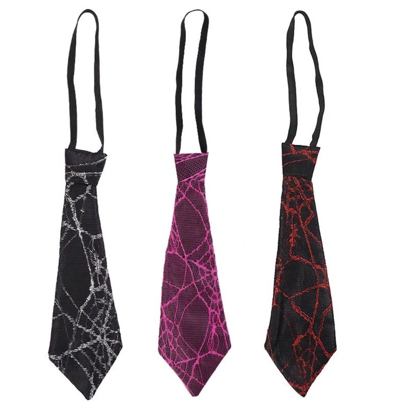 

New style Men Kid Halloween Necktie Mesh Spider Web Shirt Collar Neck Wear Pre-Tied Bowtie