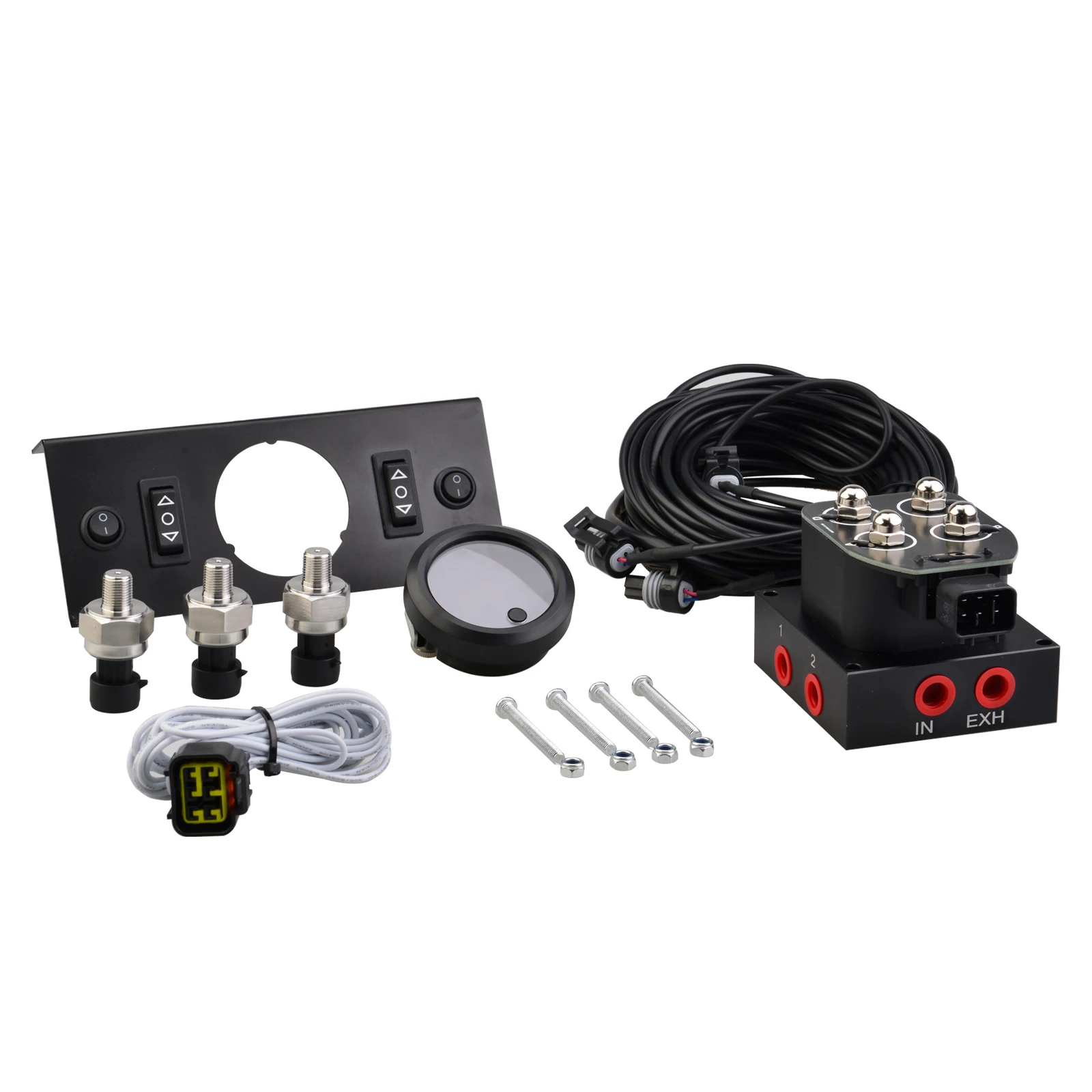 

Универсальная Пневматическая подвеска Три в одном дисплей Манометр с соленоидным клапаном и панелью управления Переключатель судового типа