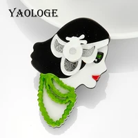 yaologe new style brooch for women acrylic material fashion lady shape women pins brooches high quality brooch on clothes