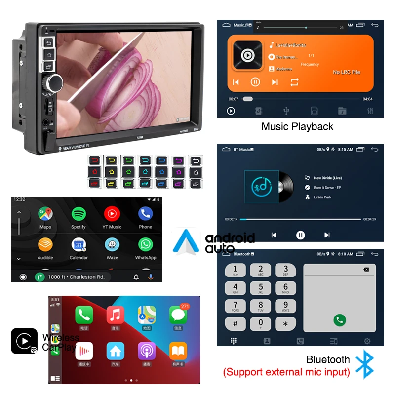 $579.99 2 Din Android Car Radio Wireless Carplay Android-Auto Bluetooth RDS GPS Navigation Wifi USB TF Multimedia Player Head Unit 8802