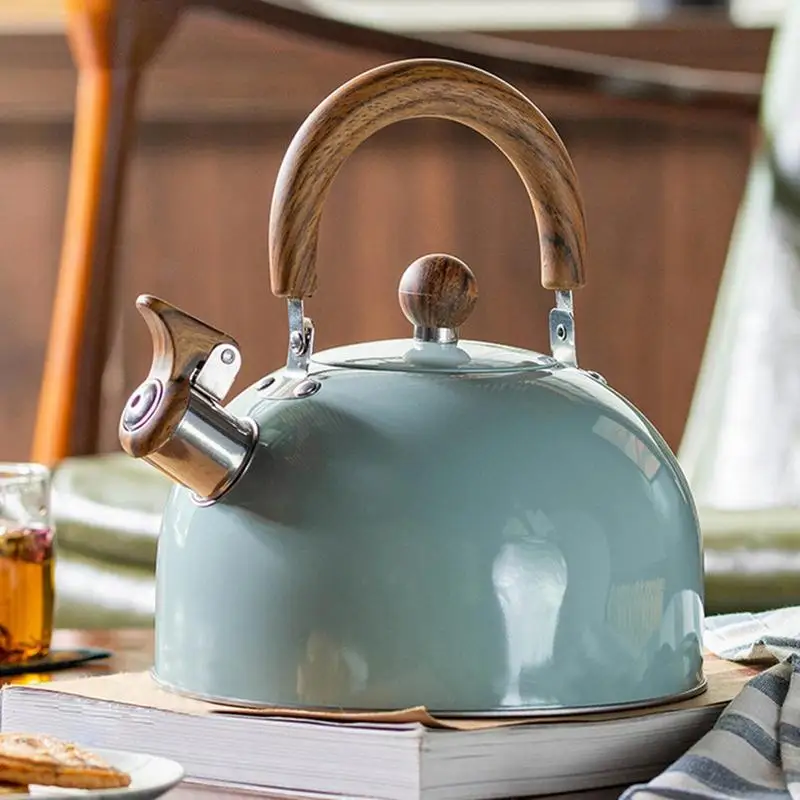 

Stainless Steel Whistling Tea Kettle Wooden Handle Whistle Tea Pot Classic Water Boiler Multiuse Whistling Whistling Tea Kettle