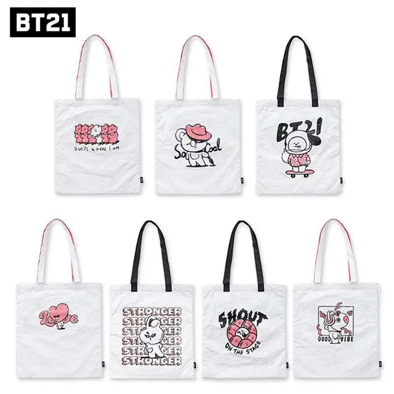 

Bt21 Холщовая Сумка большой емкости музыкальная серия Сумка магазин Chimmy Cooky Shooky мультяшная Мода Mang Koya Tata сумки через плечо подарок
