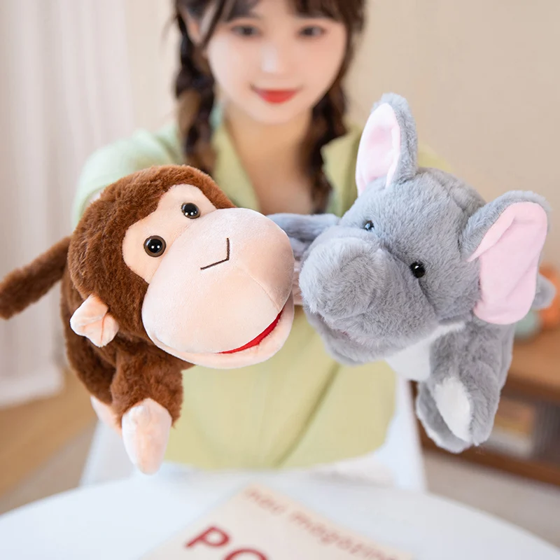 

25cm Stuffed Plush Animals Toys Hand Finger Story Puppet Dolls Educational Baby Toys Duck Dog Pig Sheep Horse Children Gift
