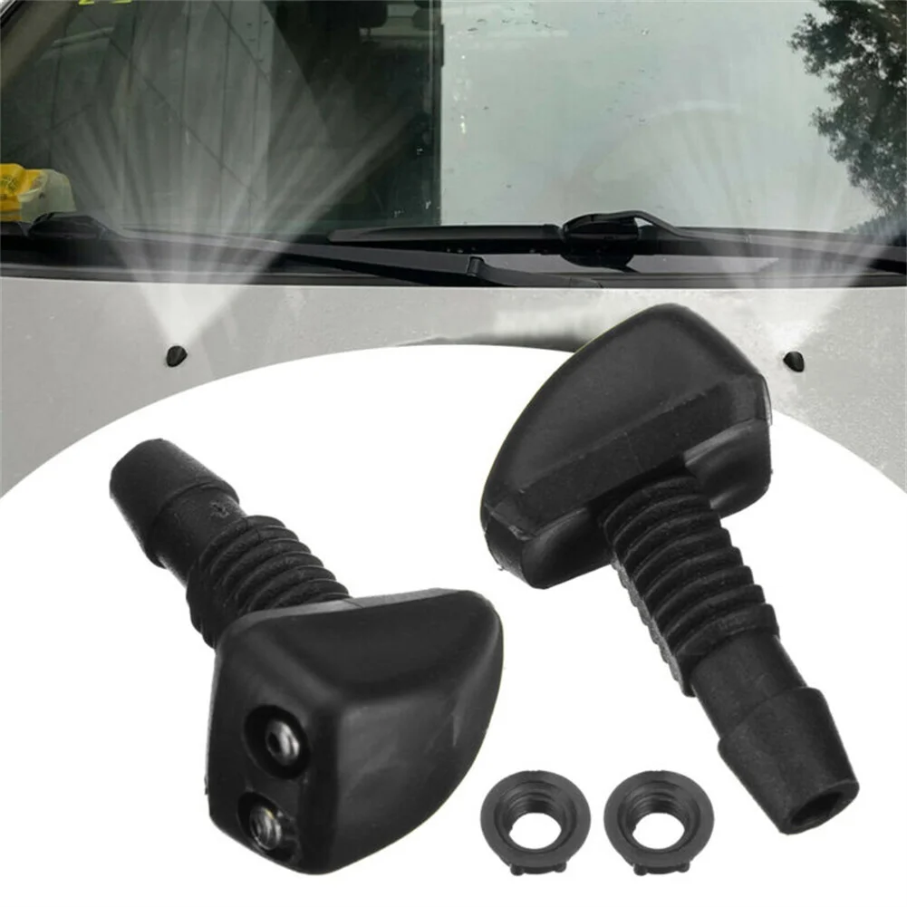 

2Pcs Car Universal Windscreen Washer Wiper Sprayer Nozzle Front Spray Jet Black Spout Cover Washer Outlet Adjustment