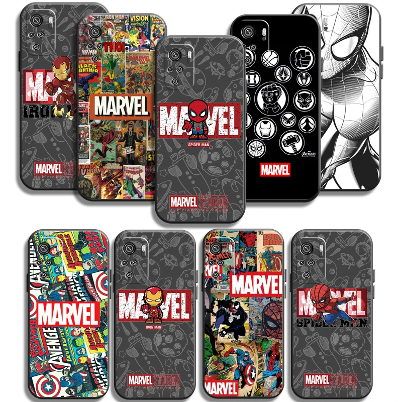 

Marvel Iron Man Spiderman Phone Cases For Xiaomi Redmi 10 Note 10 10 Pro 10S Redmi Note 10 5G Coque Soft TPU Funda Carcasa