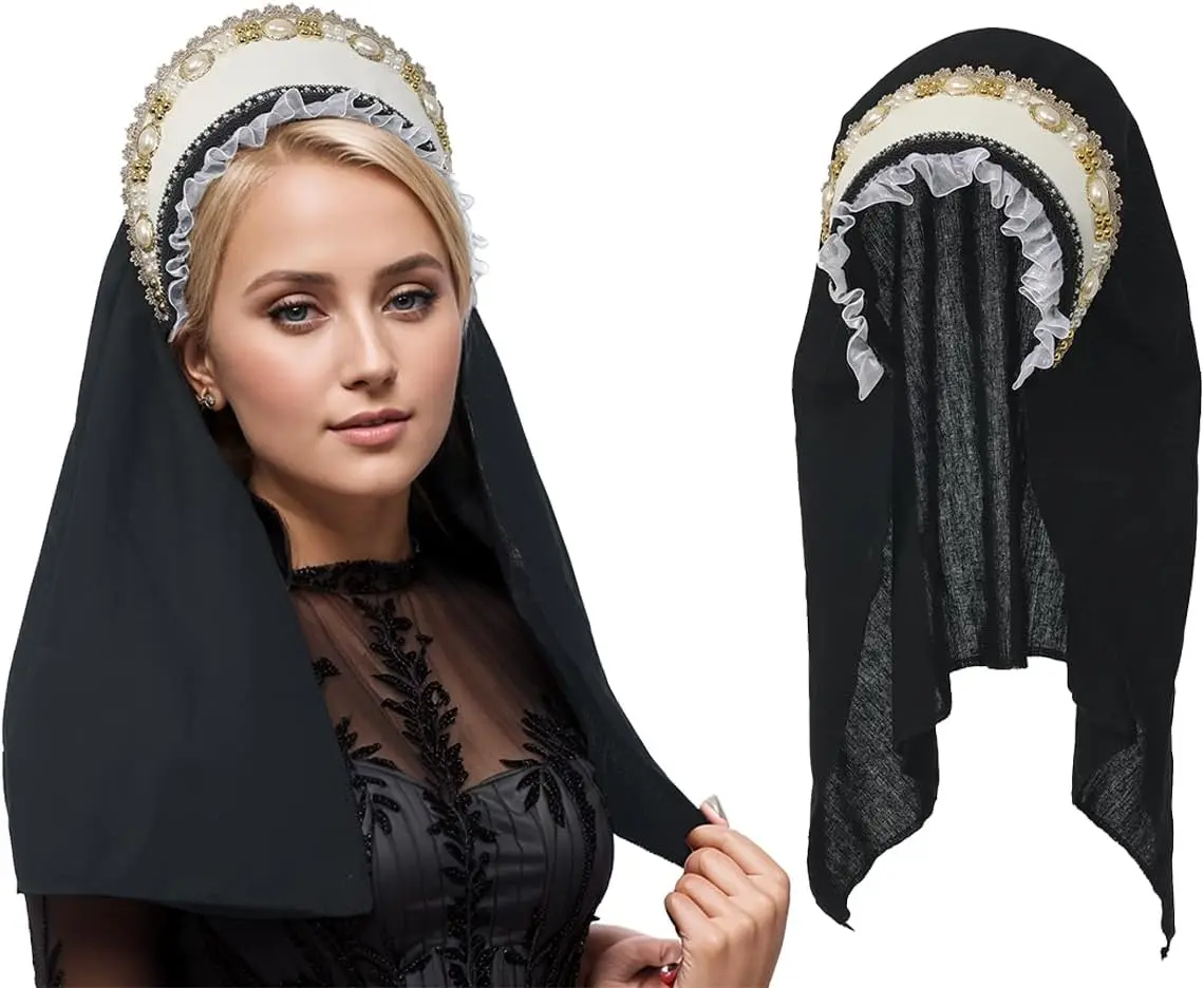 Фото FAD-4U Anne Boleyn Hat Tudor Gable Кепка с капюшоном Елизаветинский головной убор Ренессансный костюм Головной убор для женщин Косплей Вечеринка №1