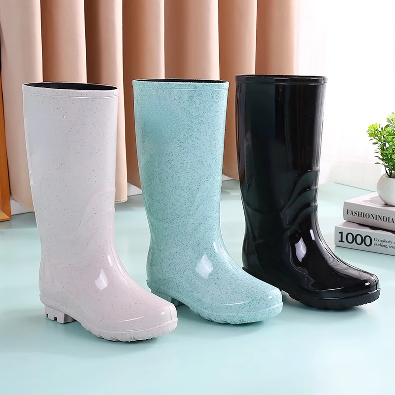 

Rain Boots Women's Fashion High-top Outer Wear Water Shoes Snow Boots Plus Velvet Mid-tube Overshoes Non-slip Rubber Shoes 36-40