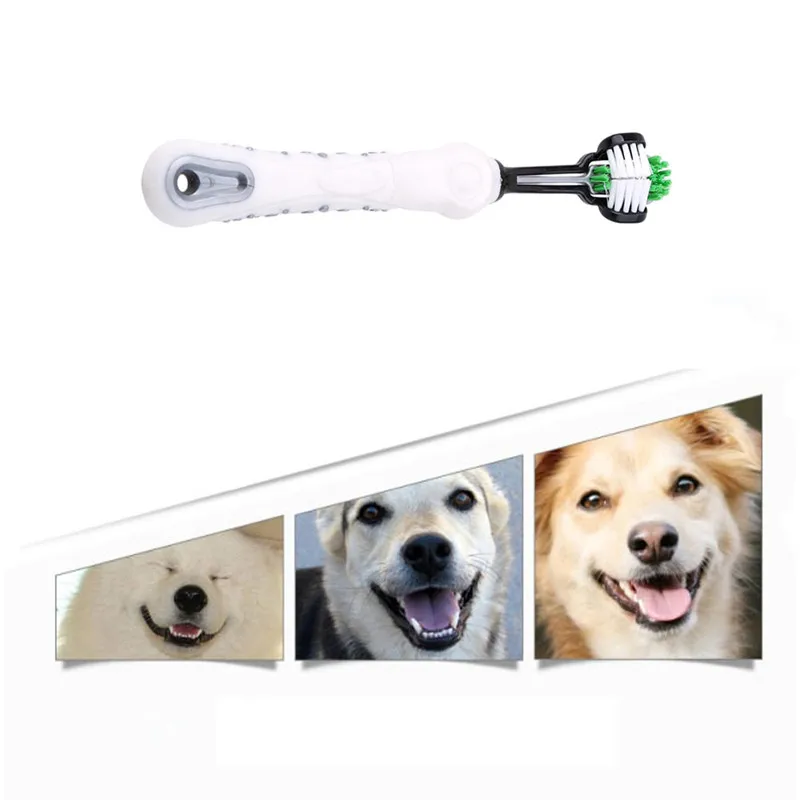 

Dog Brush Three Sided Pet Toothbrush Accessories Addition Bad Breath Tartar Teeth Care Dog Cat Cleaning Mouth For Pet