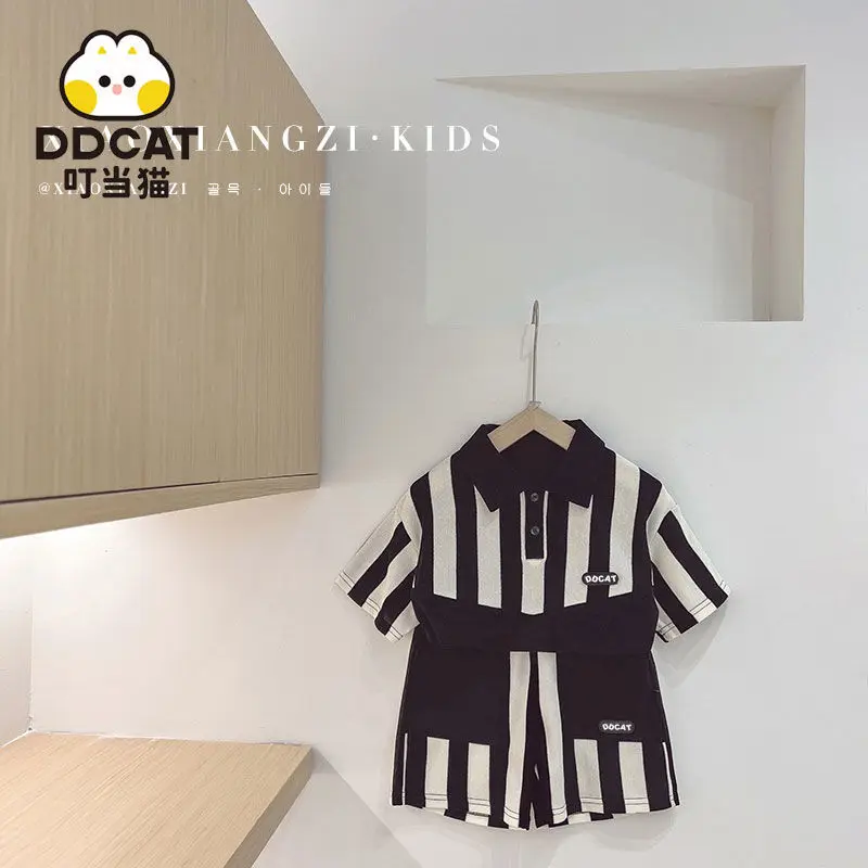 Boys' Summer Short Sleeve Suit 2022 New Baby Boy Clothes Children Handsome Two-Piece Suit