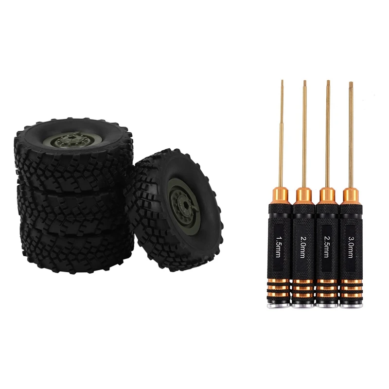

4 шт. шины подходят для 1:16 Rc Car Wpl B36 Kit грузовик с 4 шт. Набор шестигранных отверток 1,5, 2,0, 2,5, 3,0 мм отвертка