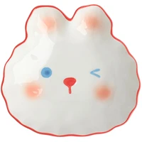 japanese cute little rabbit ceramic rice bowl plate animal shape bowl tableware childrens plate net red plate