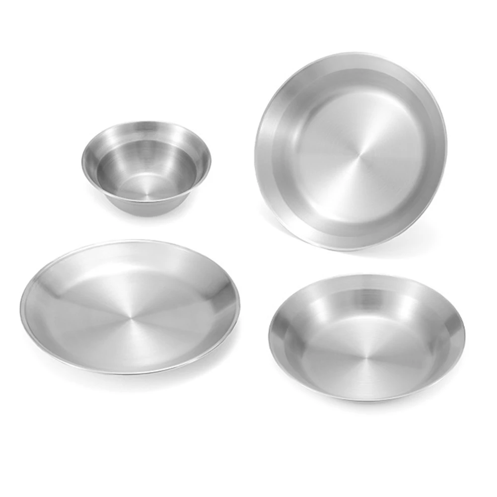 

4 шт./компл. уличная миска из нержавеющей стали для барбекю и пикника, миска для пикника, миска, тарелка, принадлежности